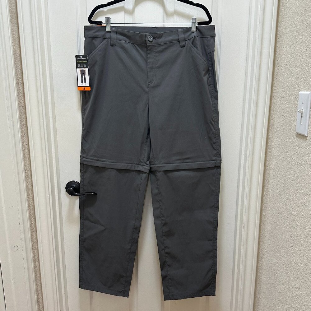 Eddie Bauer Women's Convertible Pant Size 16 Gray Adjustable Length UPF 50+ NEW - Picture 2 of 15